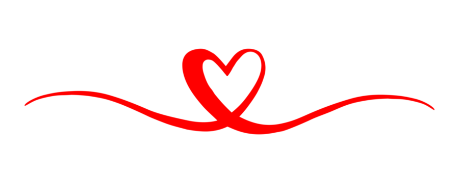 Heart Valentine's Day swash hand painted with brush and ink. Png clipart isolated on transparent background - Powered by Adobe