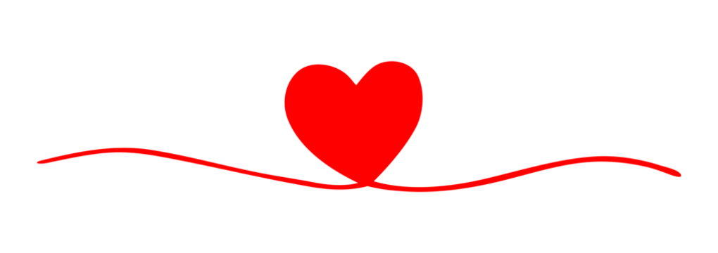 Heart Valentine's Day swash hand painted with brush and ink. Png clipart isolated on transparent background