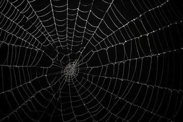 Obraz premium spider web with dew drops. Generative Ai