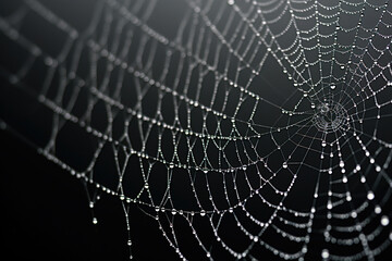 spider web with dew drops. Generative Ai
