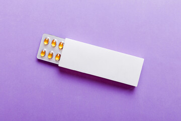 Blank White Product Package Box Mock-up. Open blank medicine drug box with blister top view
