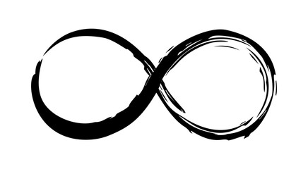 Infinity symbol hand painted with grunge brush stroke and black paint. Png clipart isolated on...