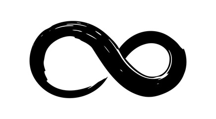 Infinity symbol hand painted with grunge brush stroke and black paint. Png clipart isolated on...