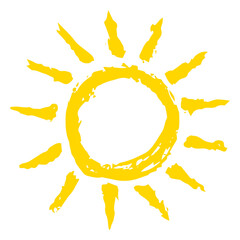 Hand drawn Sun symbol painted with ink brush, png clipart isolated on transparent background - obrazy, fototapety, plakaty