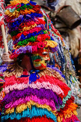 traditional masks of the carnival of the La Vijanera in the village of Silio, Cantabria.