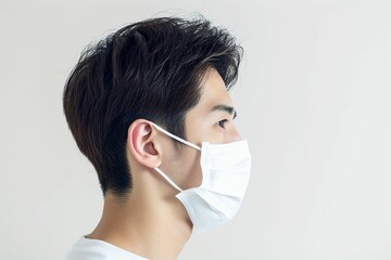 マスクをしている日本人男性のポートレート写真（背景なし・コロナ・風邪・病気・花粉症・介護） - obrazy, fototapety, plakaty