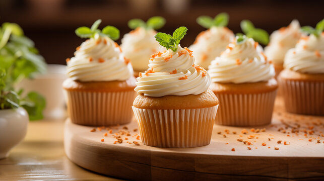 Carrot cupcakes easter recipe professional food photo warm light colors
