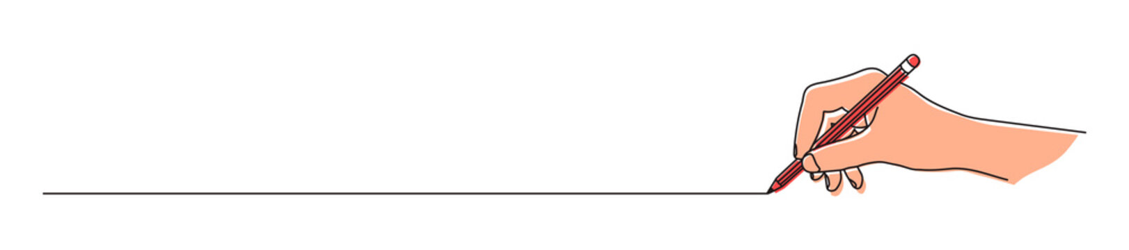 recommend clip art: Hand holding a pencil and drawing a line. Hand drawn with thin line. Png clipart isolated on transparent background