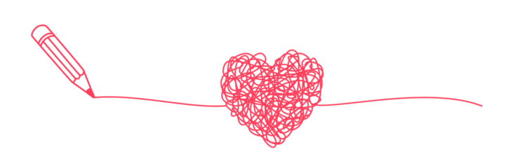 Heart shaped tangled grungy scribble png clipart