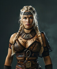 Obraz premium Warrior Spirit of Viking Woman Channeling the Amazon Vibe