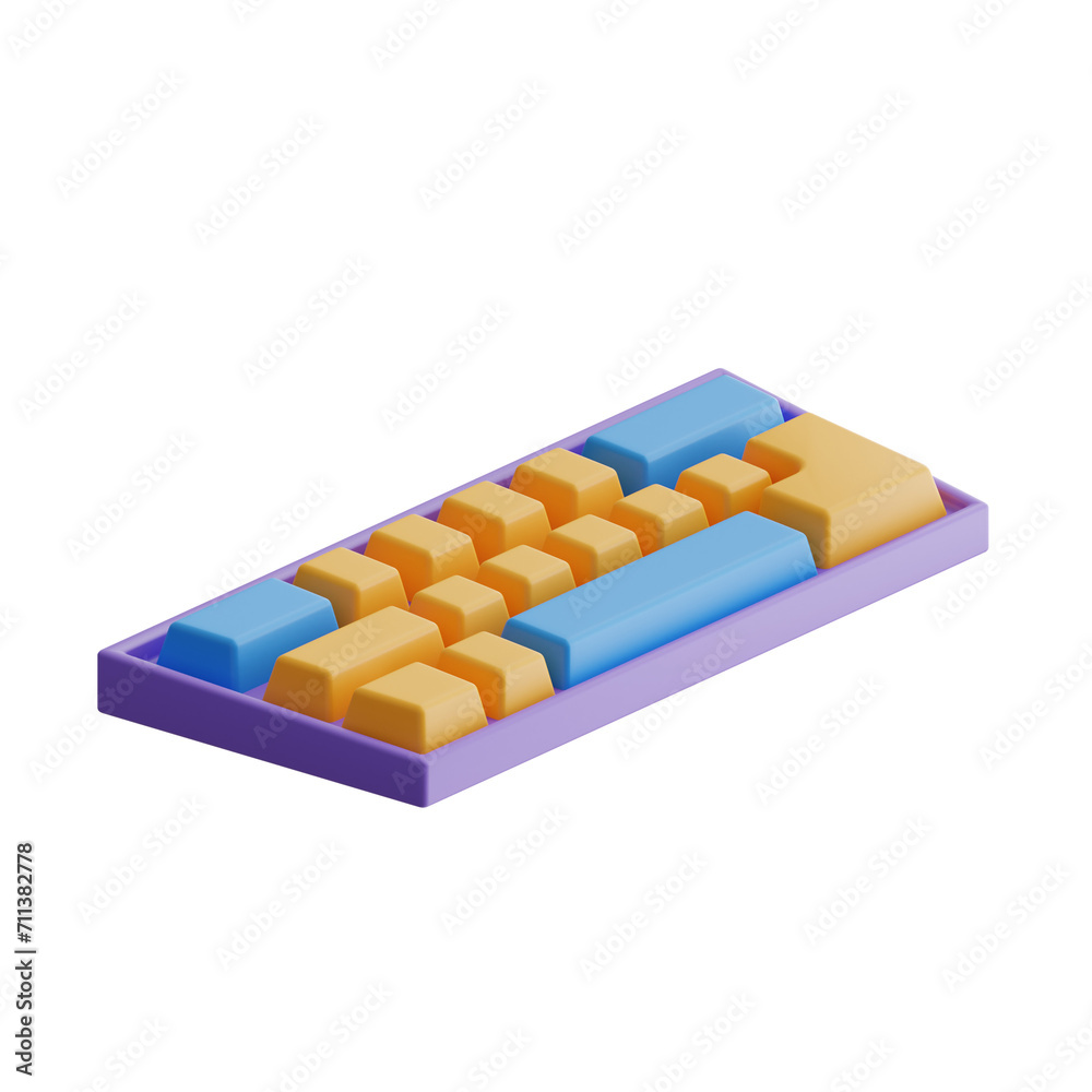 Poster 3d keyboard model evolution of typing technology. 3d illustration, 3d element, 3d rendering. 3d visu