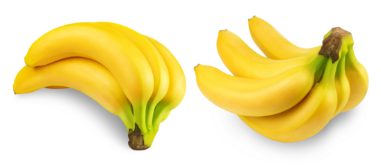Bananas isolated. A bunch of ripe bananas on a transparent background. Fresh fruits.