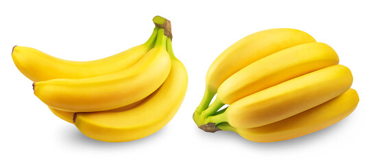 Bananas isolated. A bunch of ripe bananas on a transparent background. Fresh fruits.