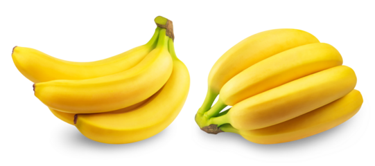 Bananas isolated. A bunch of ripe bananas on a transparent background. Fresh fruits.