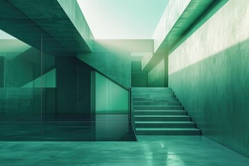 Obraz premium Minimalist luxury abstract green colorful gradients. Great as a mobile wallpaper, background.