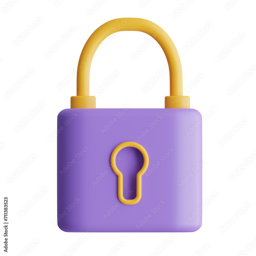 Poster 3d lock model ensuring safety and security. 3d illustration, 3d element, 3d rendering. 3d visualizat
