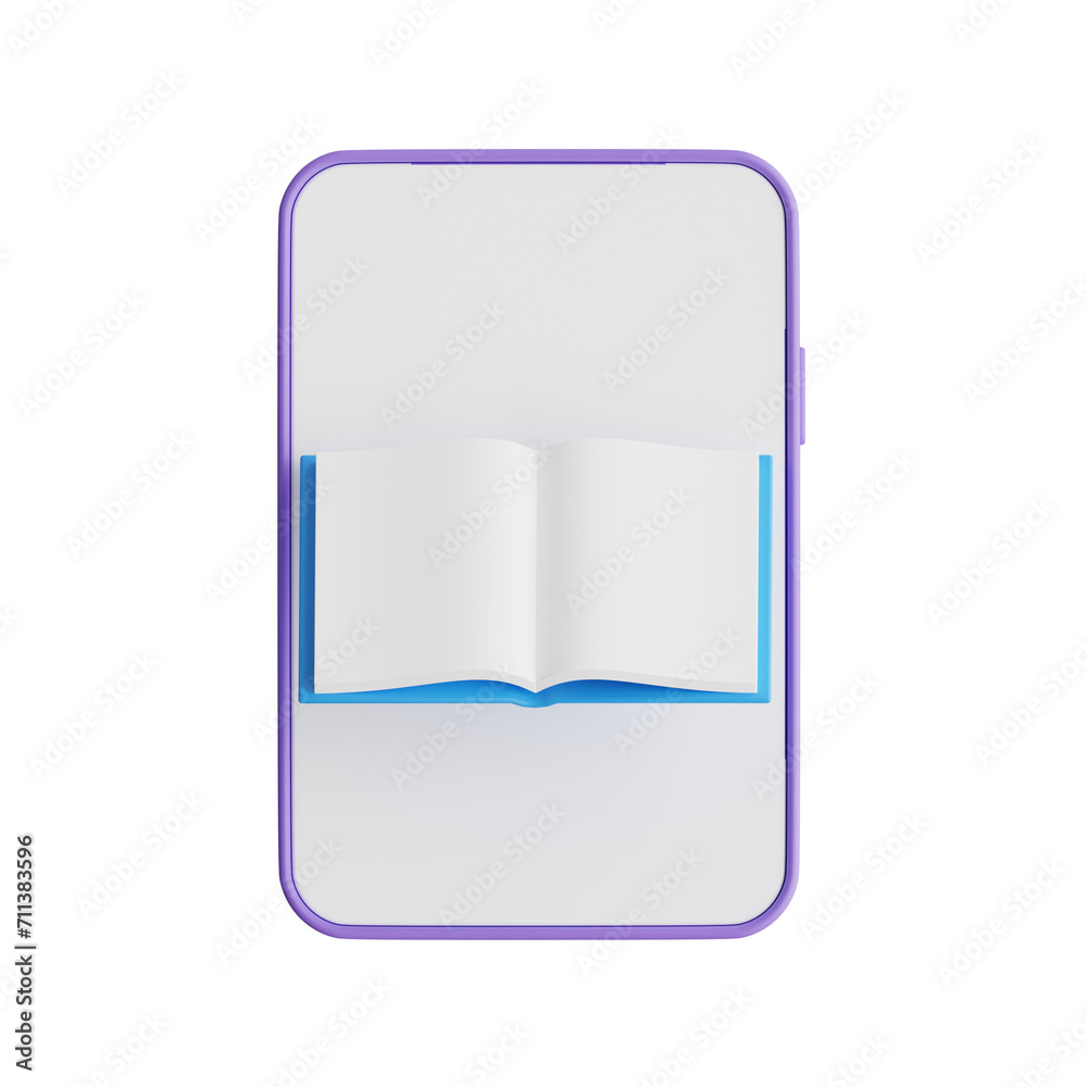 Poster 3d ebook model reading experience on digital library. 3d illustration, 3d element, 3d rendering. 3d 