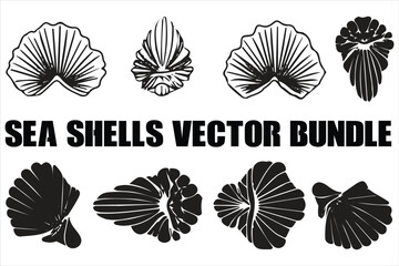 New Selling Sea shell silhouette bundle vector.