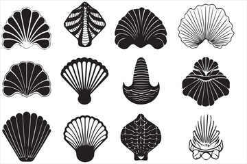 New Selling Sea shell silhouette bundle vector.