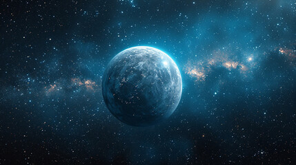 Obraz premium A star-shaped planet with white LED lights, near a supernova.