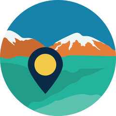 illustration of a mountain landscape. maps and navigation icon design. map icon vector png. map marker icon png transparent. map symbol. area, station, point, position and location icon vector png