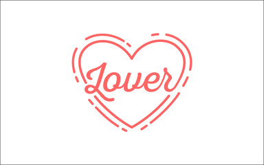 Lover word hand-drawn lettering with a cute heart and pink color combination.Valentine's Day concept for Love template