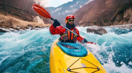 Foto op Canvas Whitewater Kayaking Action © William
