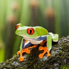 Tree frog, laughing flying frog, animal close-up