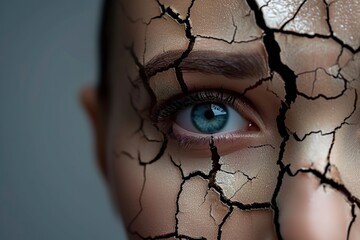 beautiful woman with a cracked face