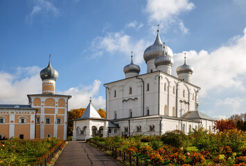 Fototapeta na wymiar Khutyn Monastery of Saviour's Transfiguration and of St. Varlaam. Veliky Novgorod, Russia.