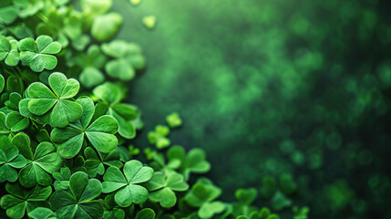 Happy St.Patriks day. Composition with clover leaves	
 - obrazy, fototapety, plakaty