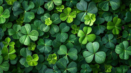 Happy St.Patriks day. Composition with clover leaves	
 - obrazy, fototapety, plakaty