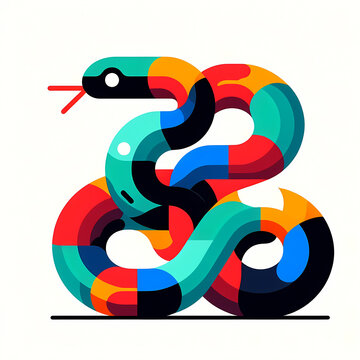 Low polygon geometric pattern snake on isolated background, origami. Snake illustration perfect for t shirt, wallpaper, wall decoration, cover, social media.