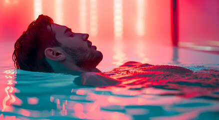 Tropical Tease: The Summer Pool Scene. Summer Seduction: Poolside Aesthetics. Naked man in swimming...