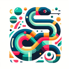 Low polygon geometric pattern snake on isolated background, origami. Snake illustration perfect for t shirt, wallpaper, wall decoration, cover, social media.