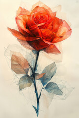 Zeichnung einer roten Rose