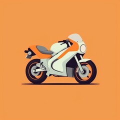 Illustration of a motorbike. Simple vector art of a motorcycle side view. Cartoon drawing of a motor bike. AI generated. Yellow background.