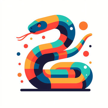 Low polygon geometric pattern snake on isolated background, origami. Snake illustration perfect for t shirt, wallpaper, wall decoration, cover, social media.