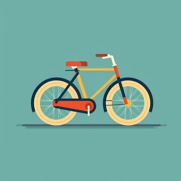 Illustration of a bicycle. Simple vector art with the side view of a bicycle .Cartoon of a bike. AI generated. Blue background.