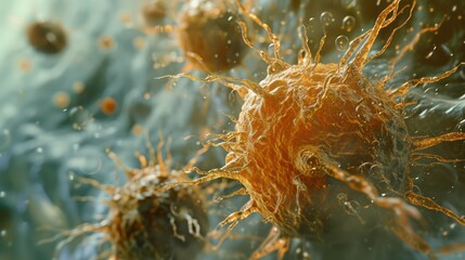 Close-up of a macrophage virus infected with a virus. - obrazy, fototapety, plakaty