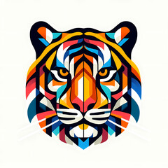 Low poly geometric pattern tiger face on isolated background, origami. Tiger face illustration perfect for t shirt, wallpaper, wall decoration, cover, social media.