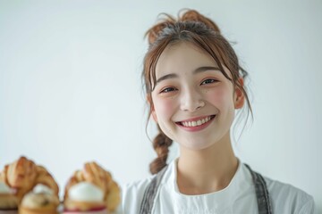 パティシエをする日本人女性のポートレート（スイーツ・製菓・菓子職人） 