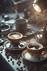 Obraz na płótnie Canvas Latte Artistry: Exquisite Coffee Creations