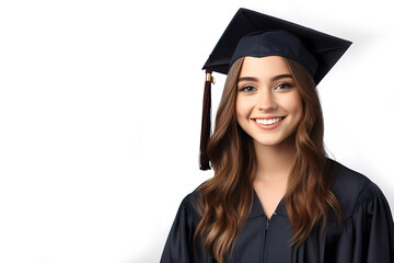 Happy young age woman graduation student. Generative ai design.