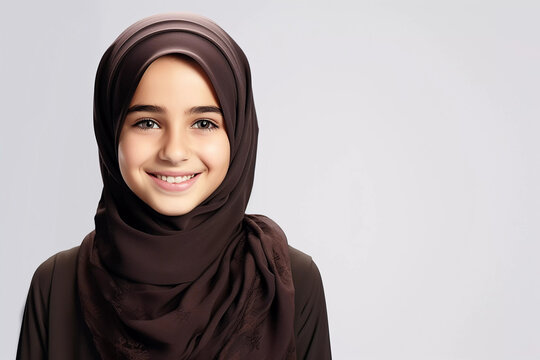 Beautiful young muslim girl portrait. Generative ai design.