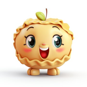 apple pie 3d cute illustration on white background