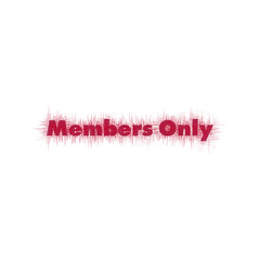 An abstract transparent cut out members only text type graphic design element.