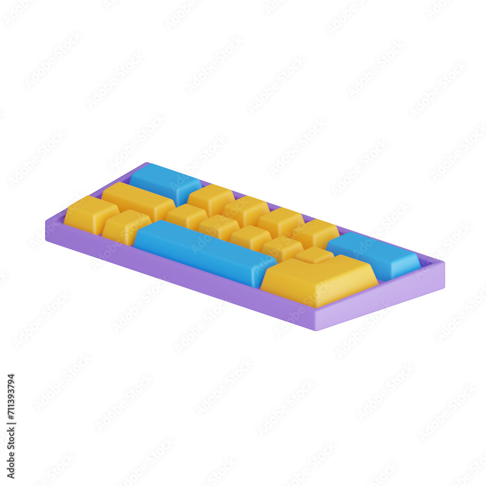 Poster 3d keyboard model evolution of typing technology. 3d illustration, 3d element, 3d rendering. 3d visu