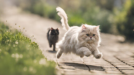 Persian cat running away,generative ai