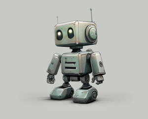 Vintage Style Cartoon Robot Illustration
